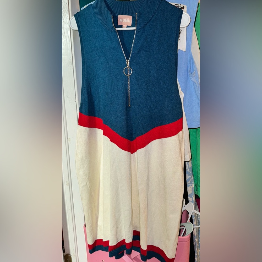 Show me your mumu Zoe zip dress USA chevron knit